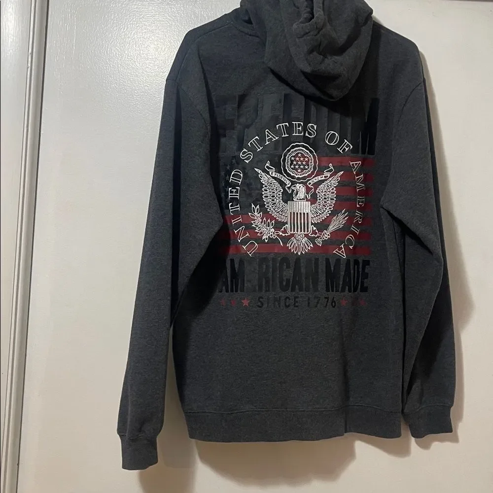 Buck wear freedom, Gray American Made Hoodie size large